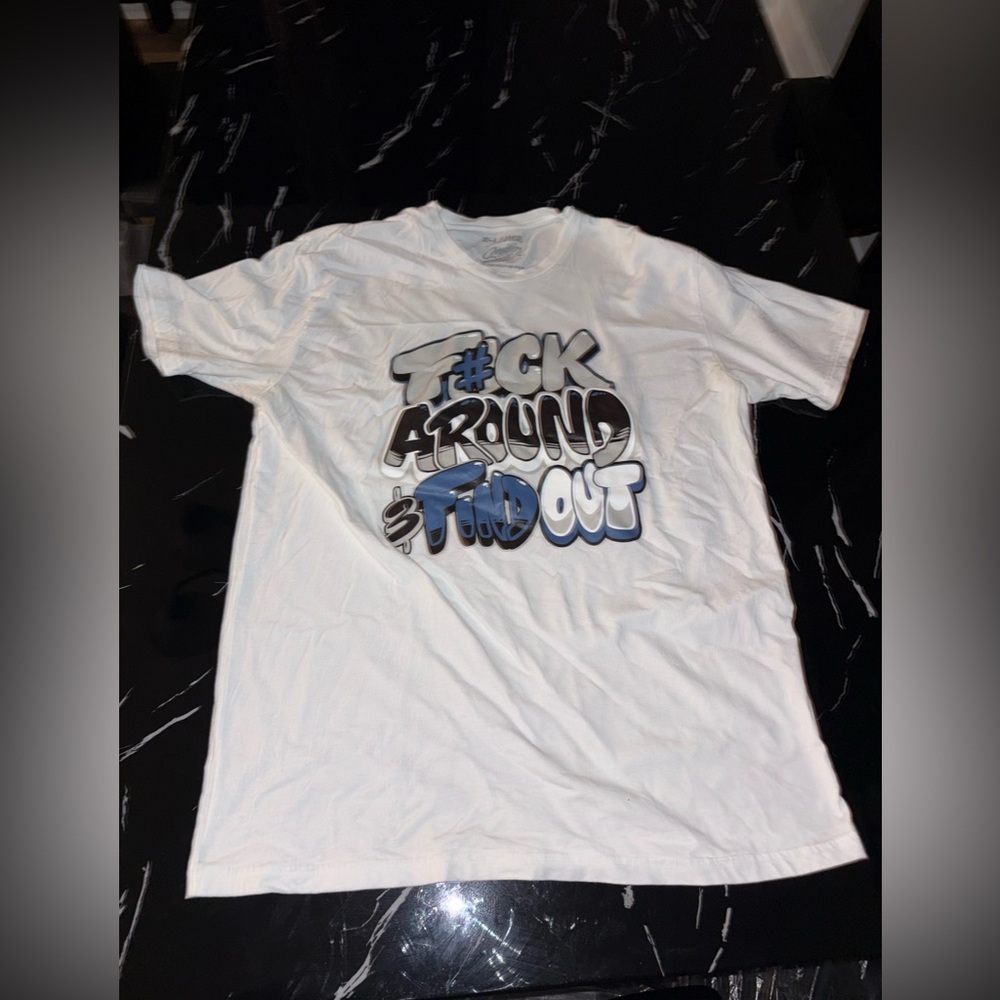 White Graphic T-Shirt with Bold Text